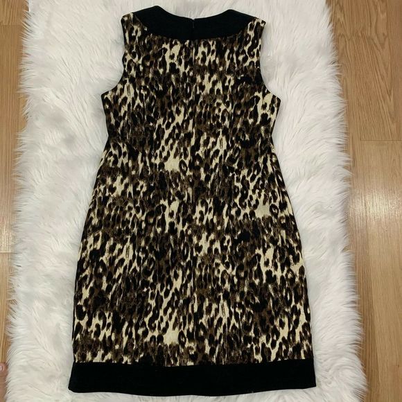 Leopard Animal Print Sleeveless Knee Length Dress - Picture 3 of 6